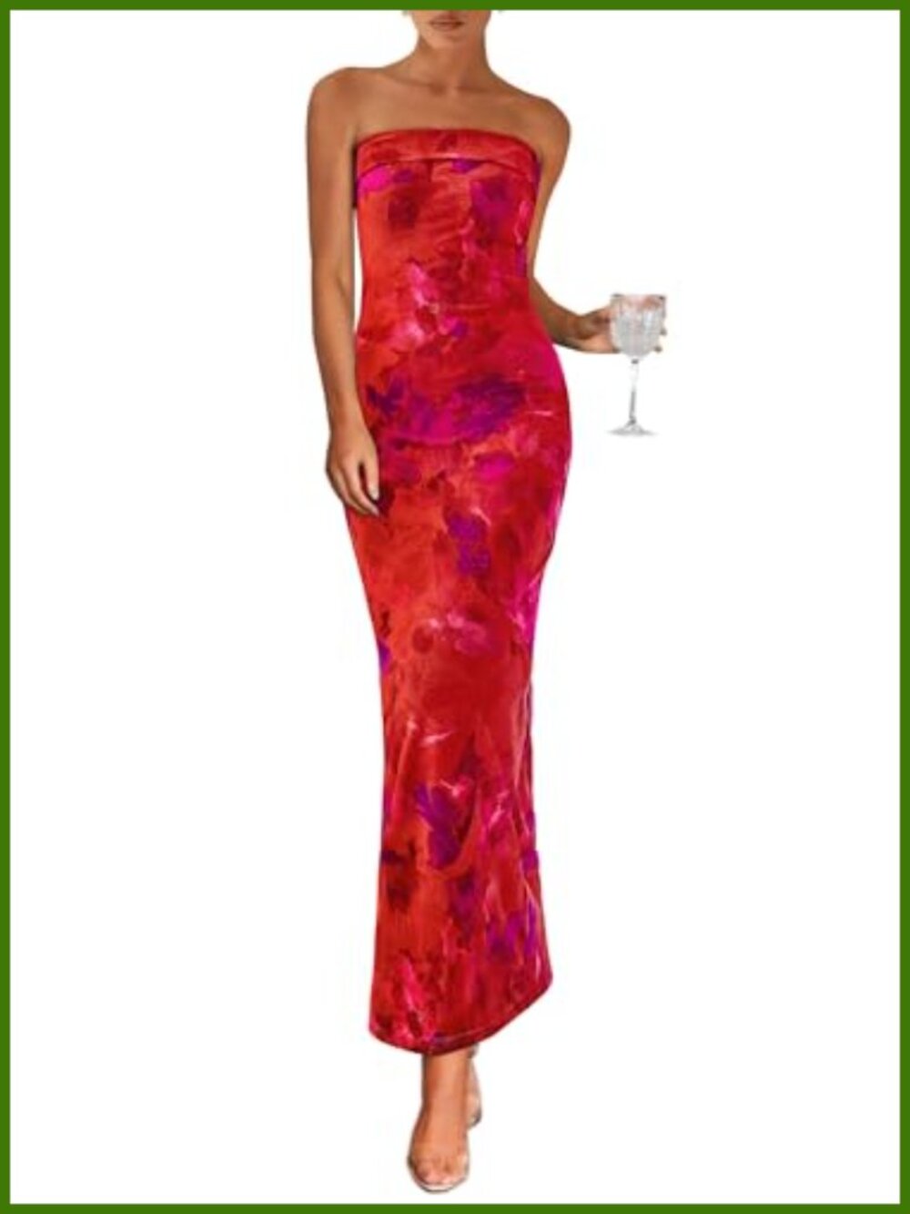 Floral Strapless Maxi Dress Sleeveless Bodycon Summer Formal